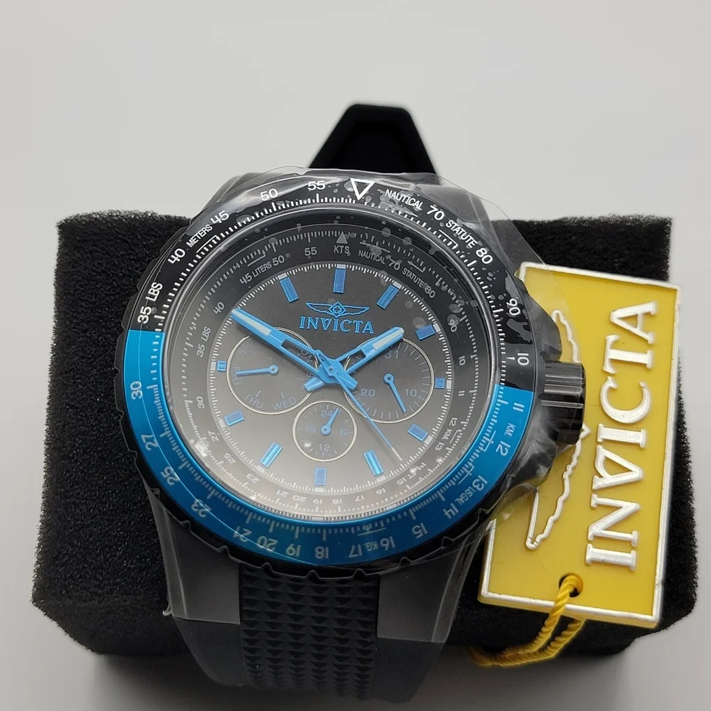 NEW Invicta 39278 Aviator Skyshock Men's Blue Black Quartz Watch Large 50mm Case